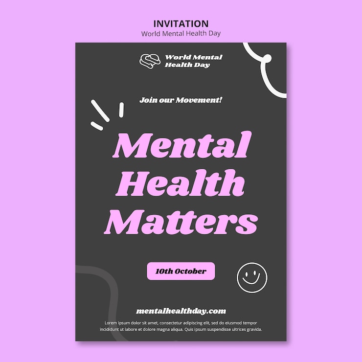 PSD world mental health day invitation template