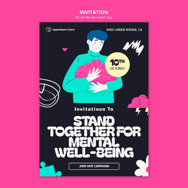 PSD world mental health day invitation template