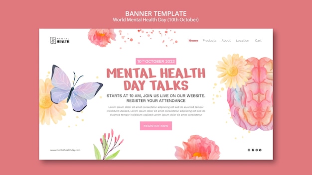 PSD world mental health day landing page template