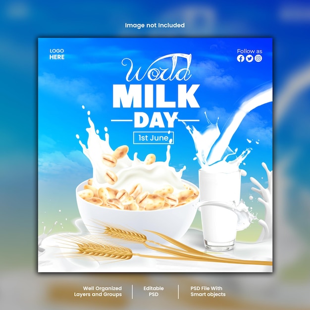 world milk day design suitable for poster banner social media post and etc