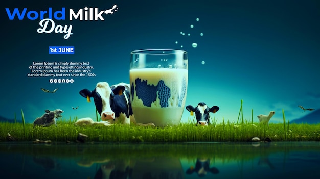 PSD world milk day realistic background