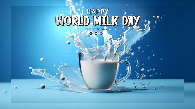 PSD world milk day with splash milk