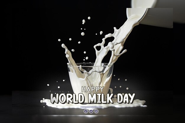 PSD world milk day with splash milk