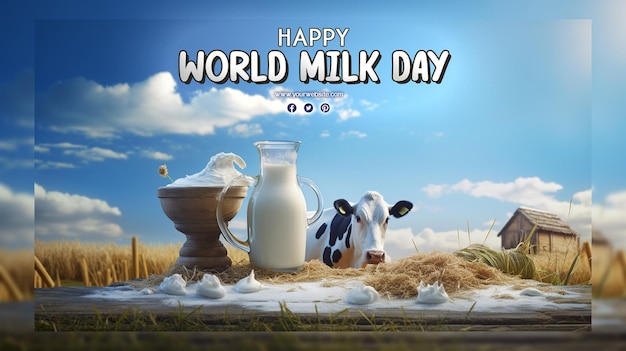 PSD world milk day with splash milk