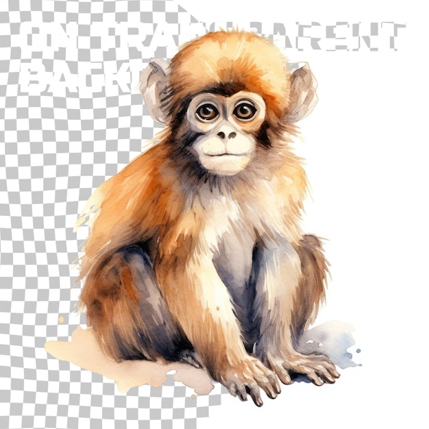 PSD Иллюстрация поздравительной карточки всемирного дня обезьян, изолированная на прозрачном фоне