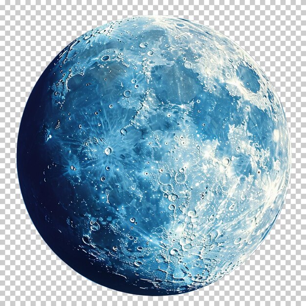 PSD world moon day mid autumn festival blue moon isolated on transparent background