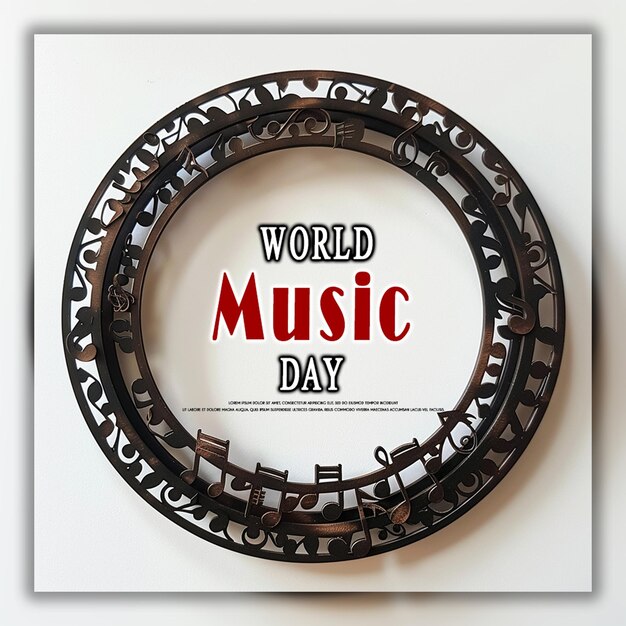 PSD world music day or banner design template isolated on transparent background