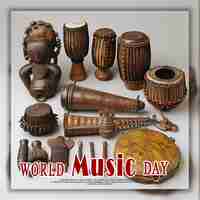 PSD world music day or banner design template isolated on transparent background