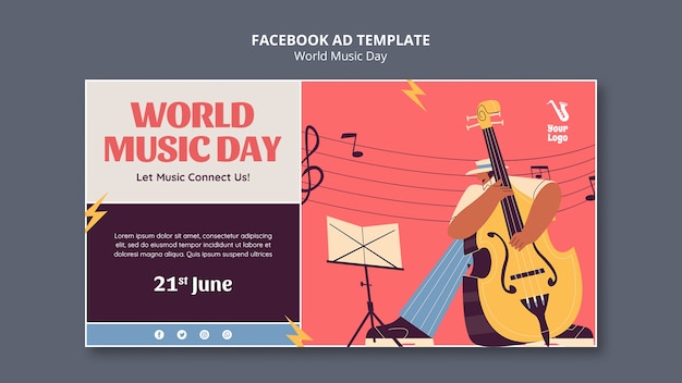 PSD Шаблон facebook всемирного дня музыки