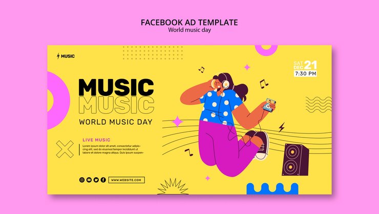 PSD шаблон facebook всемирного дня музыки