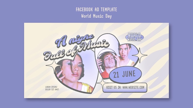 Modello facebook per la giornata mondiale della musica