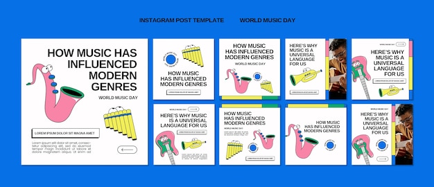 PSD world music day instagram posts