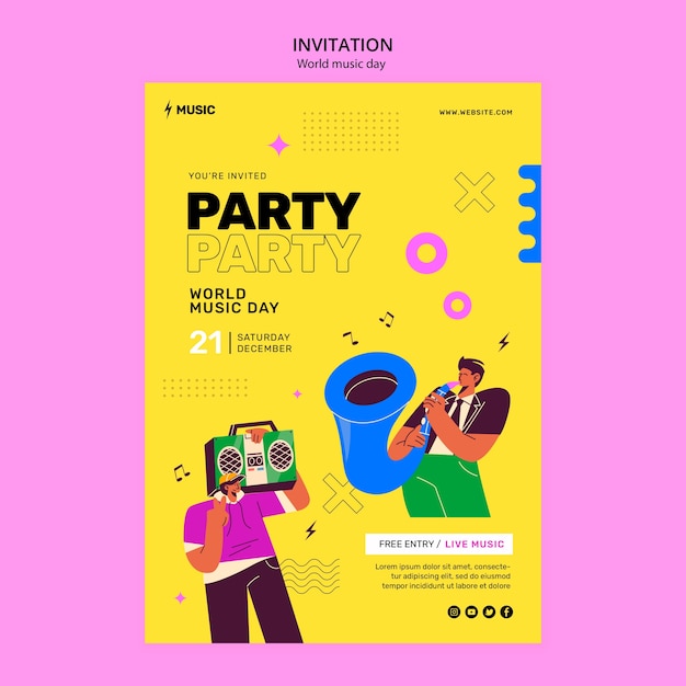 PSD world music day invitation template