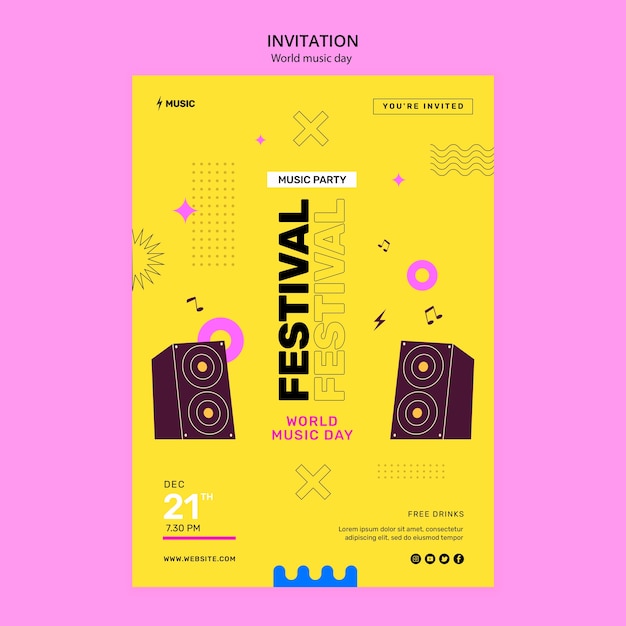 PSD world music day invitation template