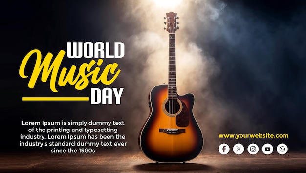 PSD world music day social media post and banner template design