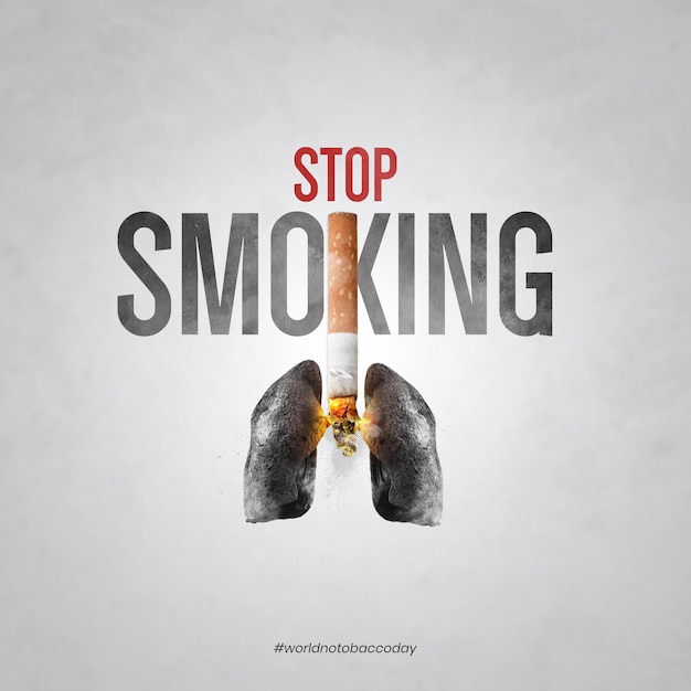 PSD world notobacco day concetto creativo stop smoking design banner giorno antifumo