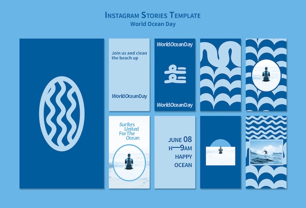 PSD 세계 바다의 날 인스 타 그램 이야기 템플릿
