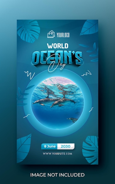 PSD world ocean's day social media story template