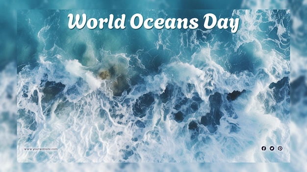 PSD Всемирный день океанов для постов и баннеров в социальных сетях