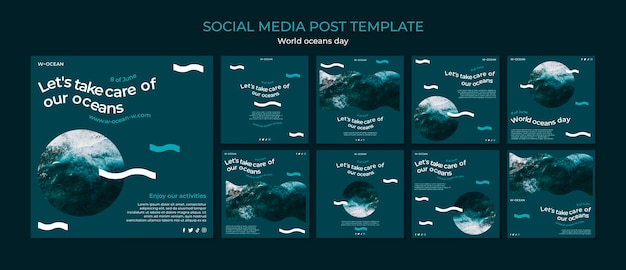 PSD world oceans day instagram posts collection