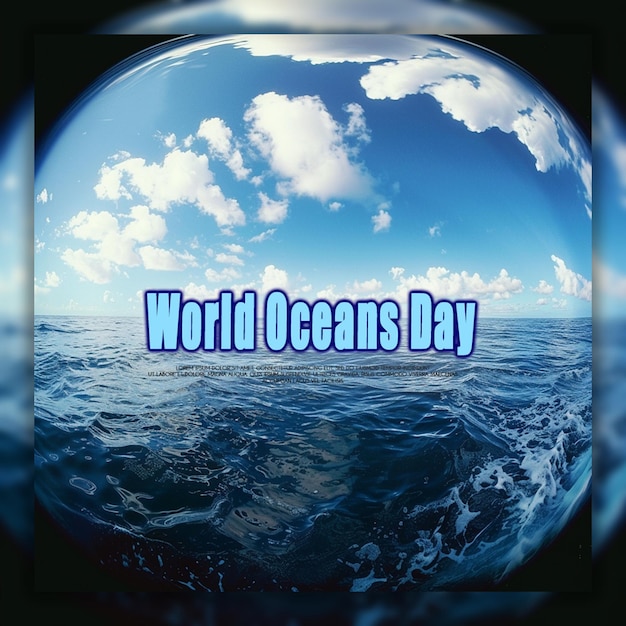 PSD world oceans day a ocean miniature with fish and coral inside background