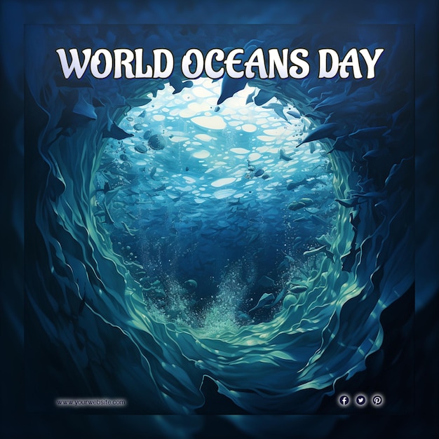 PSD world oceans day for social media post and banner