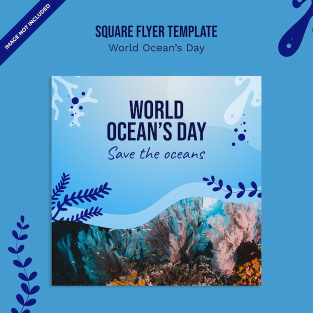 PSD world oceans day square flyer