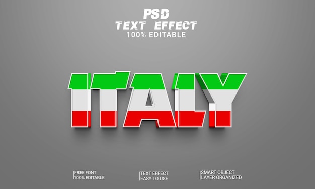 World of Football Qatar Cup 2022 Italië 3D-teksteffect PSD-bestand