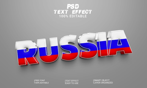 PSD world of football qatar cup 2022 rusland 3d-teksteffect psd-bestand