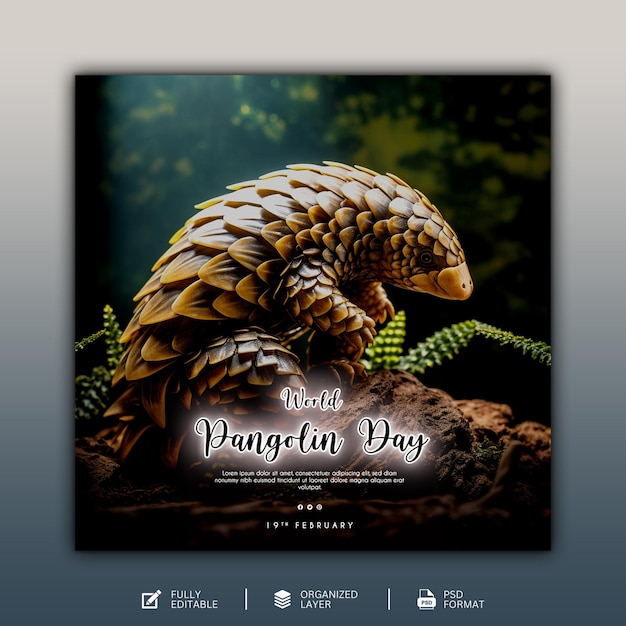 PSD world pangolin day design and social media template