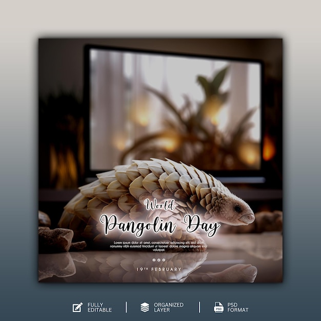 PSD world pangolin day design and social media template