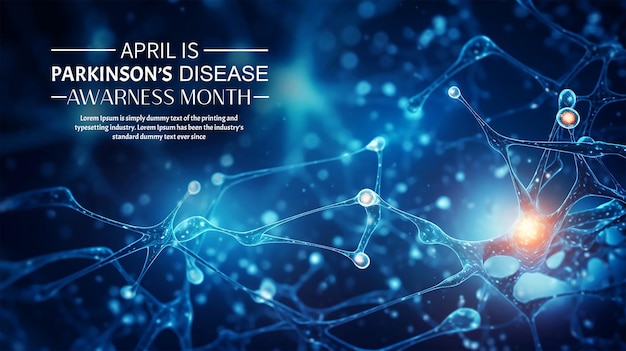 Stendardo della giornata mondiale del parkinson con cervello e neuroni