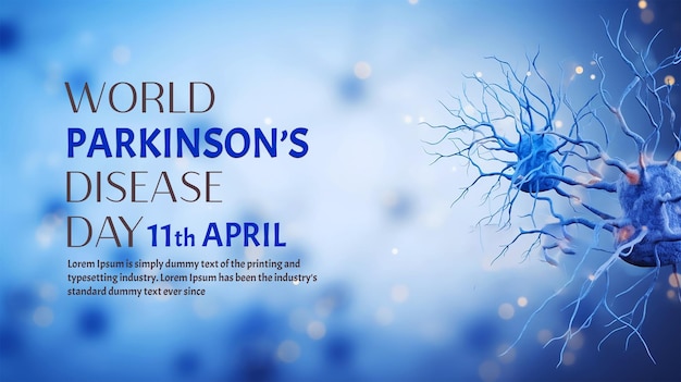 World Parkinsons Day Banner with Brain and neurons