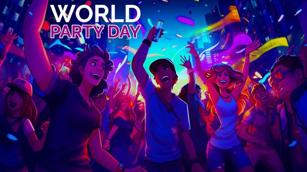 PSD world party day realistic background