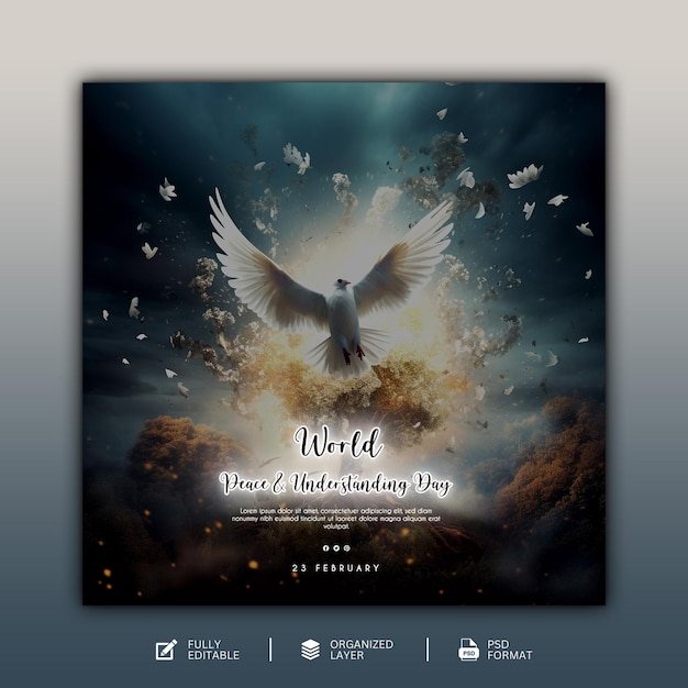 World peace and understanding day graphic and social media design template