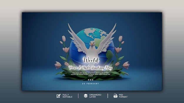 PSD world peace and understanding day graphic and social media design template