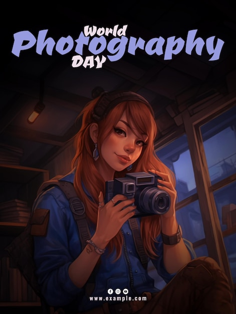 PSD world photography day background inspiring visuals for your projects psd template