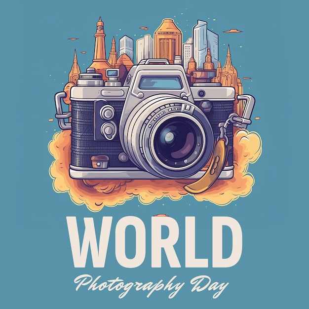 World photography day creative camera illustration poster design