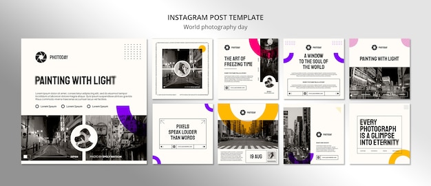 PSD Посты в инстаграме, посвященные всемирному дню фотографии