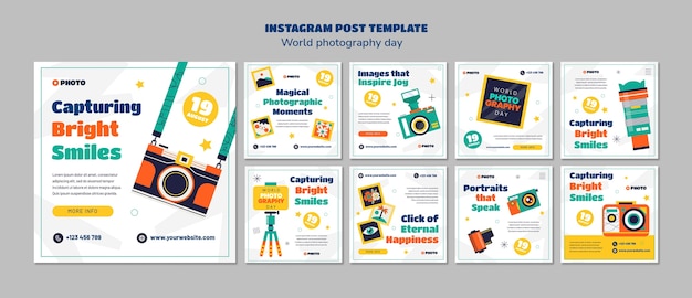 PSD post instagram per la giornata mondiale della fotografia