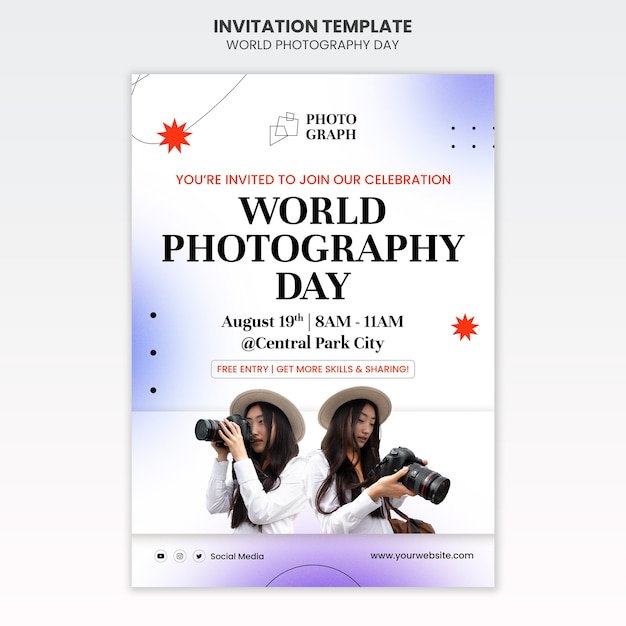 World photography day invitation template