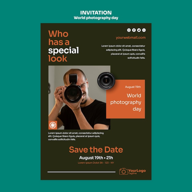 World photography day invitation template