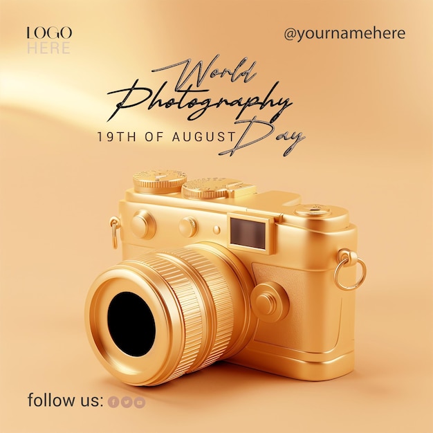 PSD world photography day social media post template psd background design