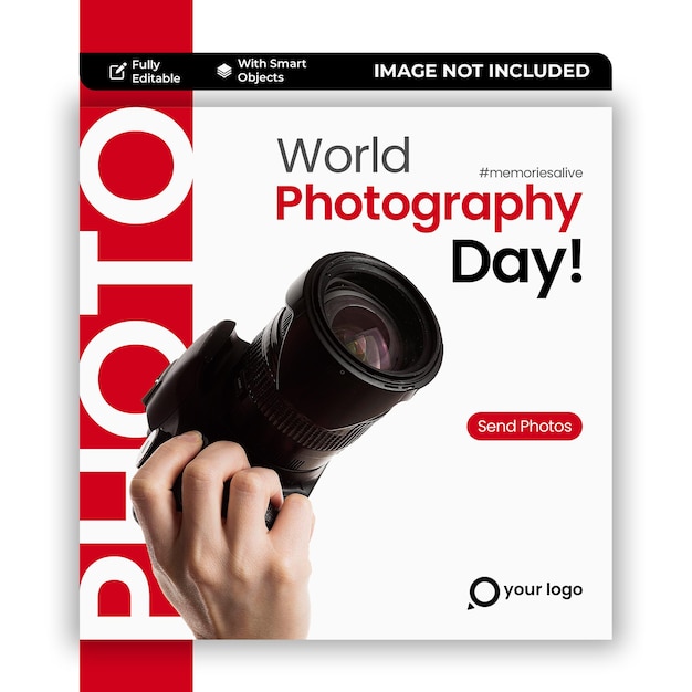 World photograpy day minimal social media instagram post template