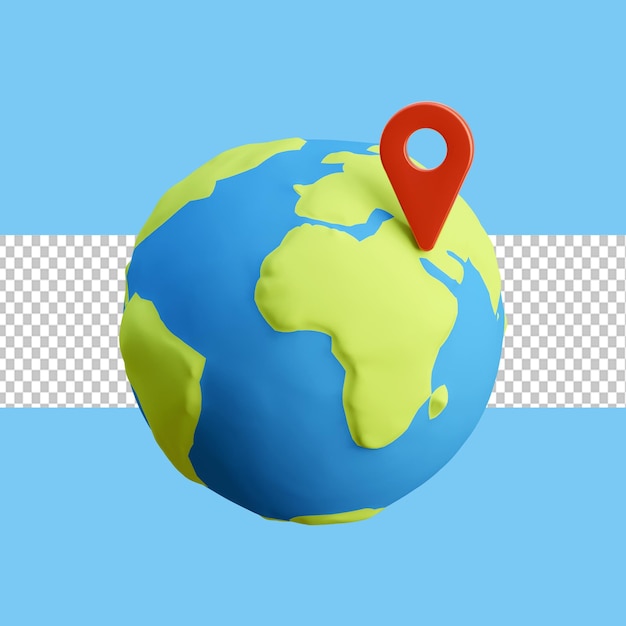 World Pin Location 3D Illustration