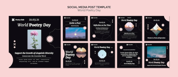 PSD world poetry day event instagram posts