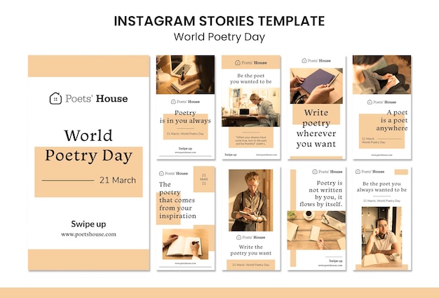 PSD world poetry day instagram stories