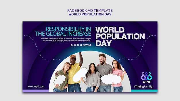 PSD modello facebook per la giornata mondiale della popolazione