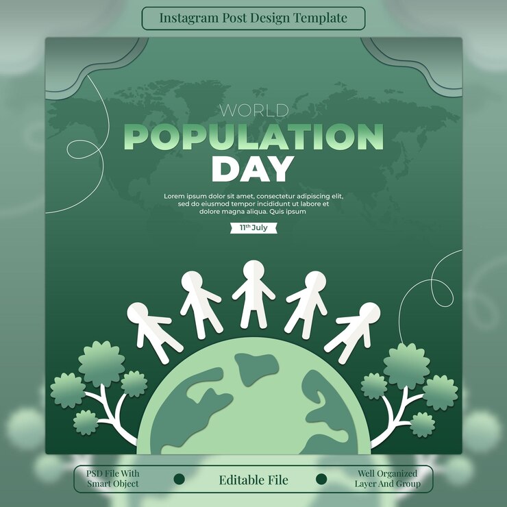 PSD world population day instagram post template