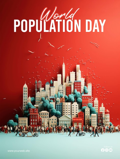 PSD world population day social media poster template